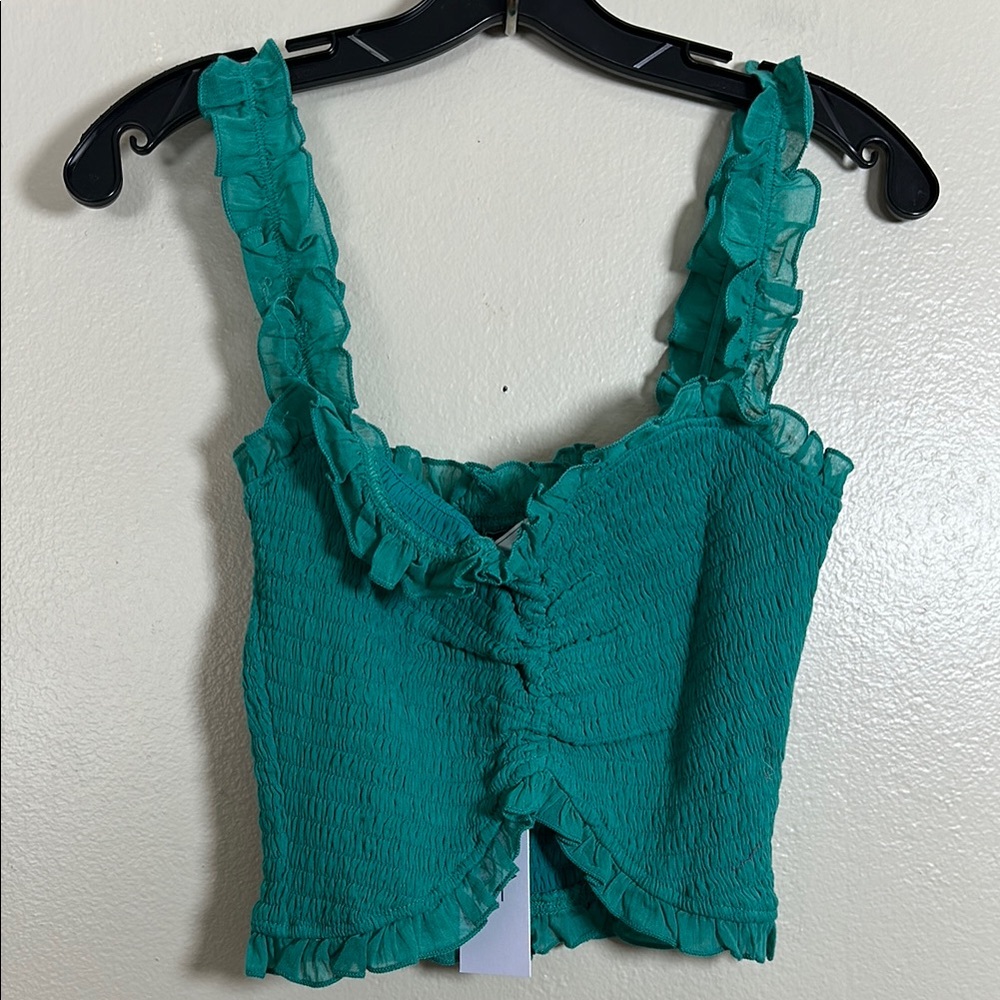 NEW Sage Ruffled Green Crop Top‎